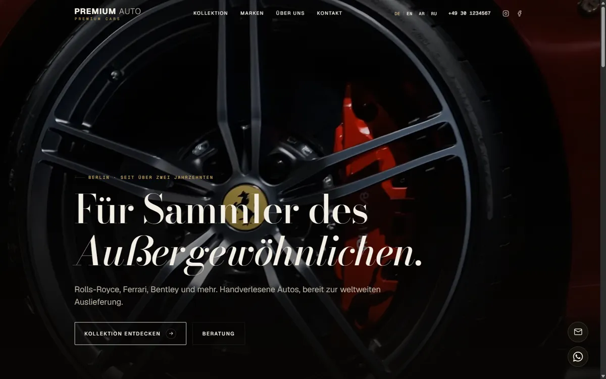 Website for a premium car dealership in Berlin